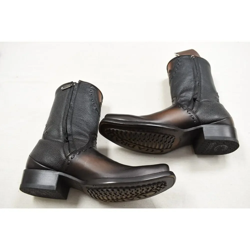 Cuadra Men's Viena Black Laser Woven Zipper Cowhide Leather CU559 US Size 9.5 EE